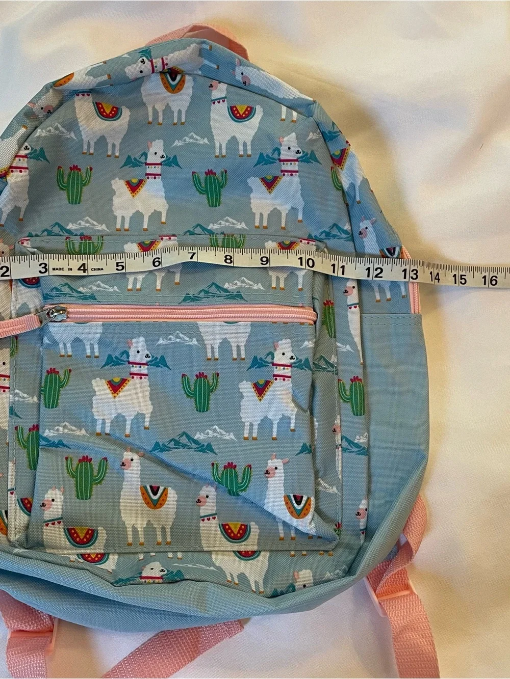 Wonder Nation Light Blue Llama Print Kids Backpack with Pink Accents, NWOT, OS